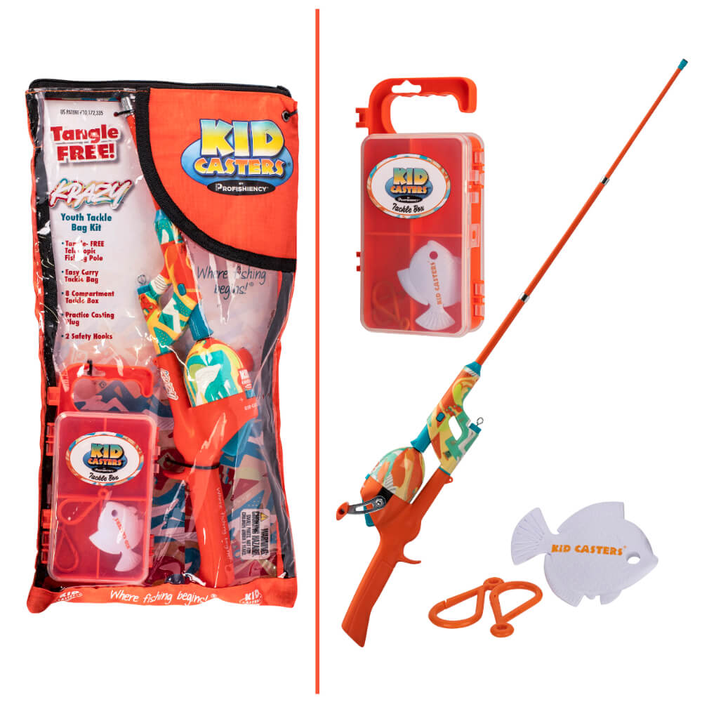 Kid Casters: Youth 29.5 Fishing Poles | Small & Easy to Use | Spincast  Reel w/ 3:1:1 Gear Ratio | (Pre-spooled w/ 6-Pound line, Incl. Casting Plug)